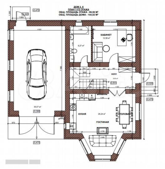 Коттедж 144 м² на участке 12,2 сот.