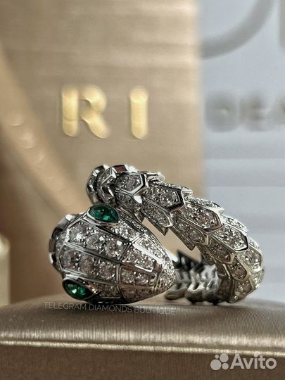 Кольцо bvlgari serpenti белое золото 750