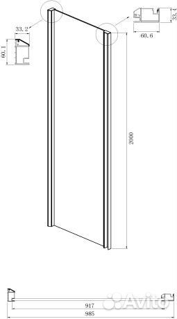 Душ. Стенка Ambassador 100cm Intense чёрн/тонир 1