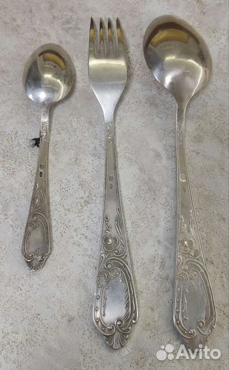 Набор столовых приборов серебро 875