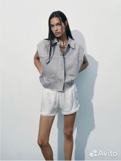 Новый джинсовый жилет /жакет Zara S oversized