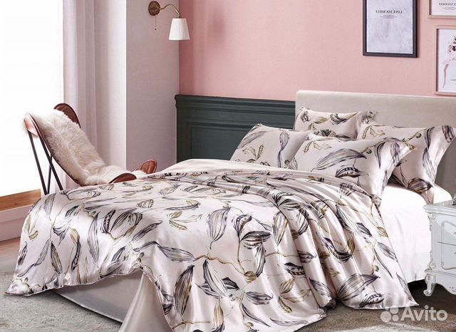 Комплект постельного белья из шёлка 22 мм, Евро