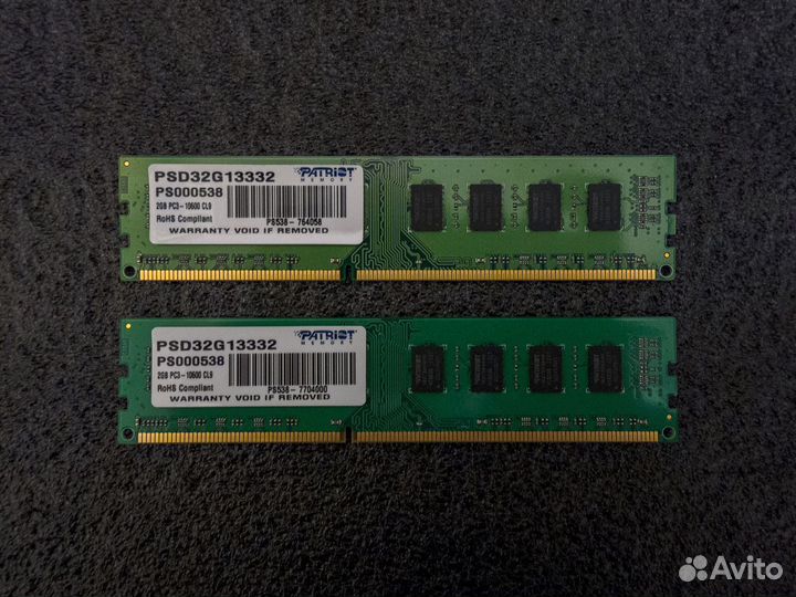 DDR3 2x2gb 1333mhz 2rank CL9-9-9-24 Patriot