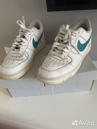 Кроссовки кожаные белые Nike Air force 1