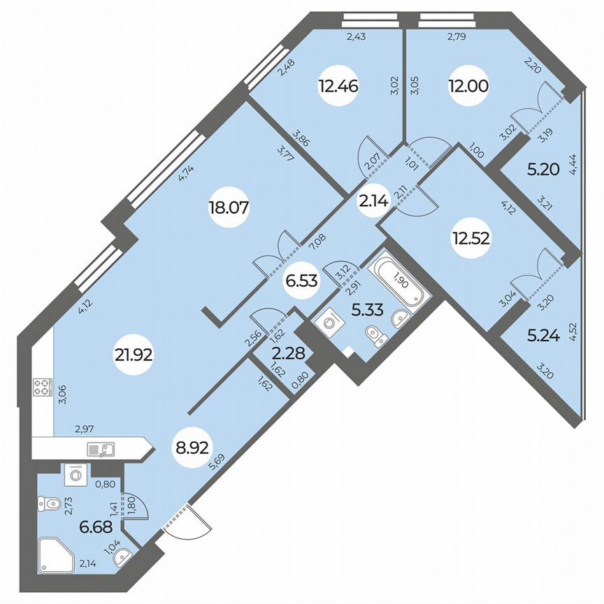 4-к. квартира, 114 м², 14/24 эт.