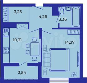 1-к. квартира, 39 м², 12/15 эт.