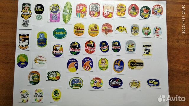 Наклейки от бананов, фруктов для коллекции