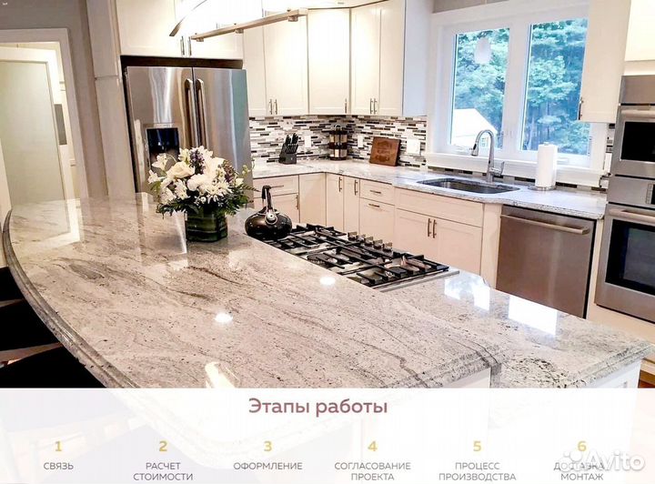 Столешница для кухни черная, из камня