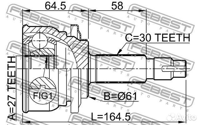 Шрус наружный 27x61x30 toyota rav4 05