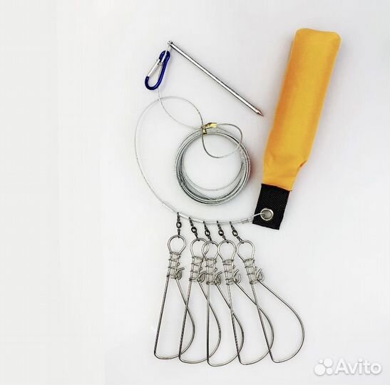 Кукан с металлическим тросом/ 5 карабинов