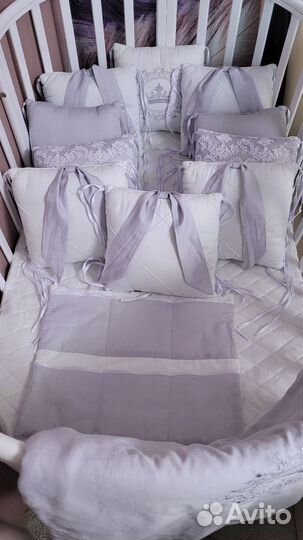 Детская кроватка-трансформер с маятником белая