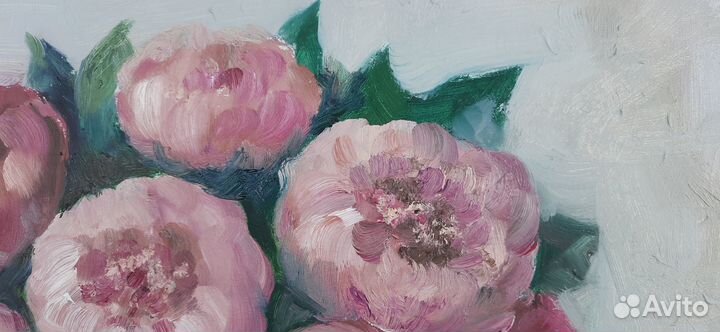 Букет пионов.Картина маслом на холсте 40\50см