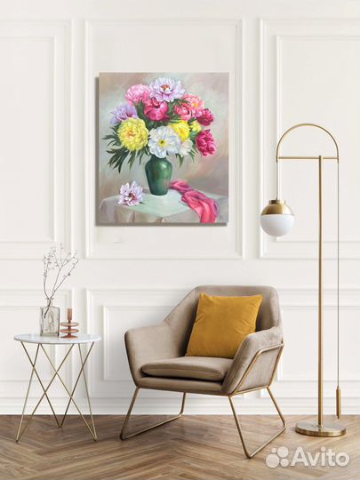 Букет Пионов Картина маслом 70 на 60