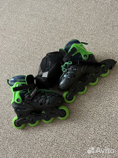 Коньки роликовые, ролики р-р 32-35 и наколенники