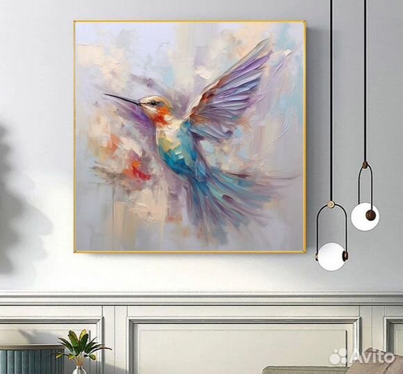 Картина маслом на холсте для интерьера птица