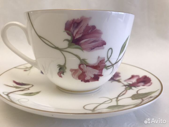 Чайные пары, тарелки костяной фарфор ифз