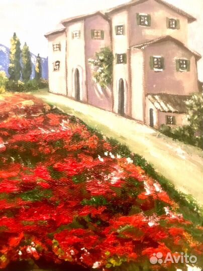 Картина маслом на холсте пейзаж Тоскана прованс