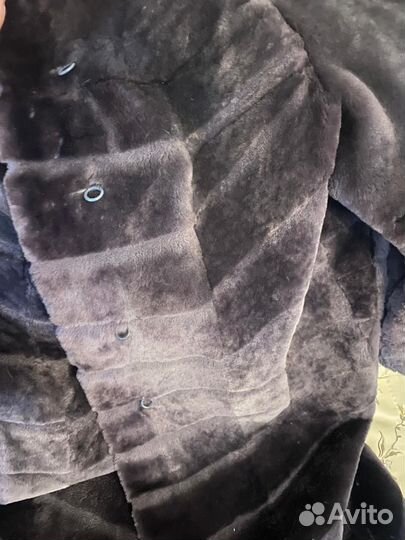 Шуба мутон серая б/у