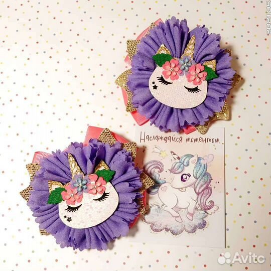 Резинки бантики ручной работы Единороги