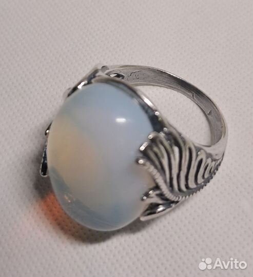Серьги и кольцо 17 лунный камень серебрение