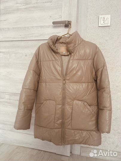 Пуховик эко кожа