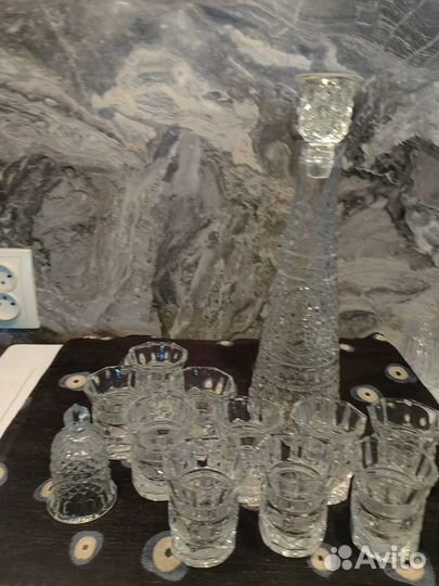 Графин и рюмки для крепких напитков, хрусталь