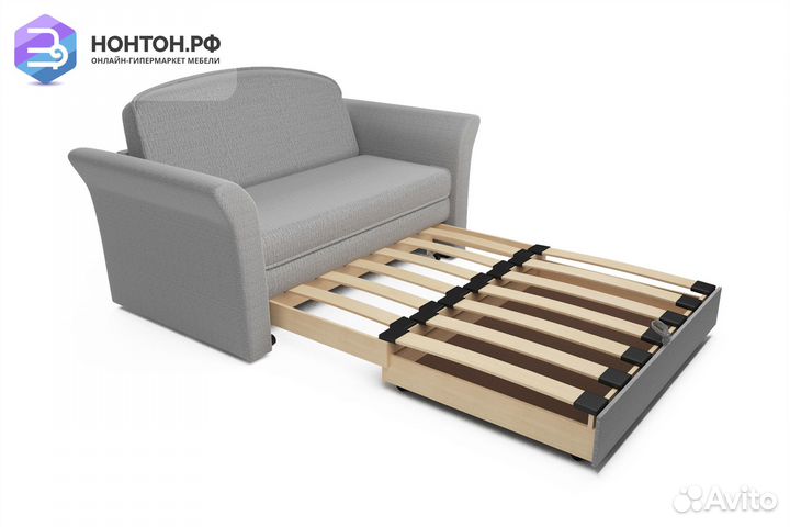 Диван выкатной Малютка 2 рогожка серая
