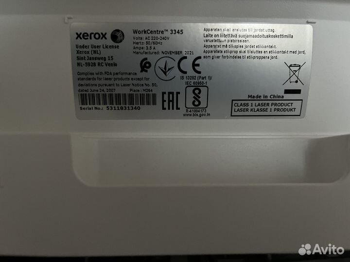 Принтер лазерный мфу xerox 3345