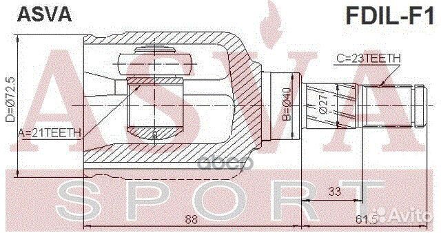 ШРУС внутренний левый ford focus 23x21x40 fdilf