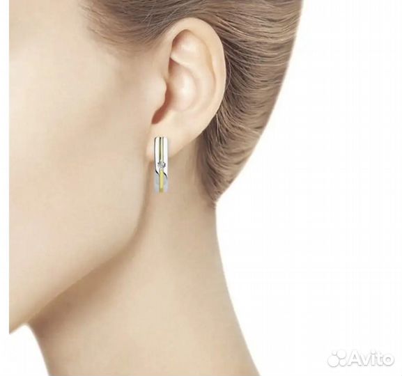 Серьги из серебра с бриллиантамиСоколов. Новые