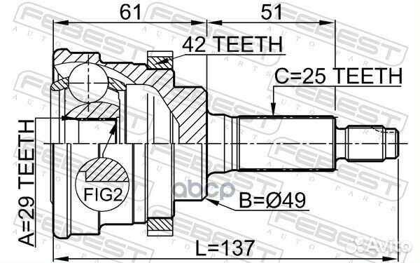 ШРУС наружный 29x49x25 (suzuki liana RH413/RH41