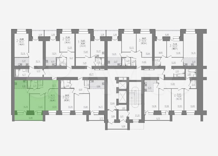 2-к. квартира, 65,9 м², 2/16 эт.