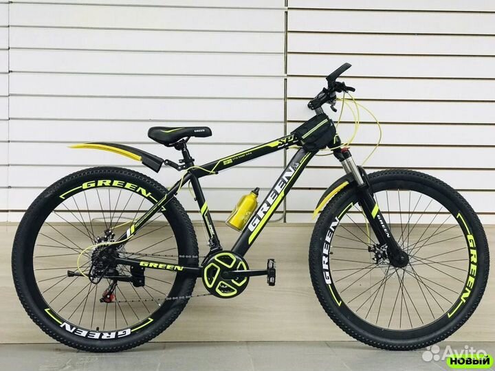 Скоростной велосипед Черно зеленый новый