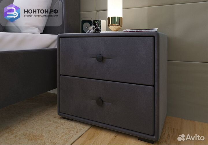Тумба прикроватная Tango велюр серый