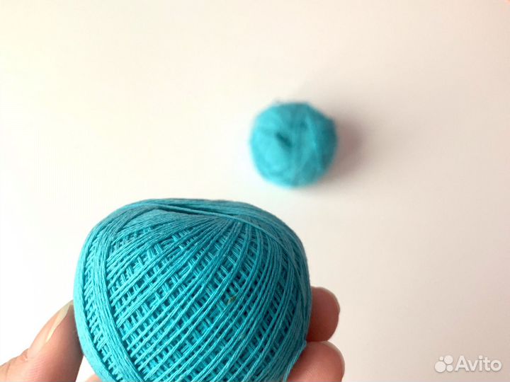 Нитки бирюзовые хб 2 мотка Штопка Сирень