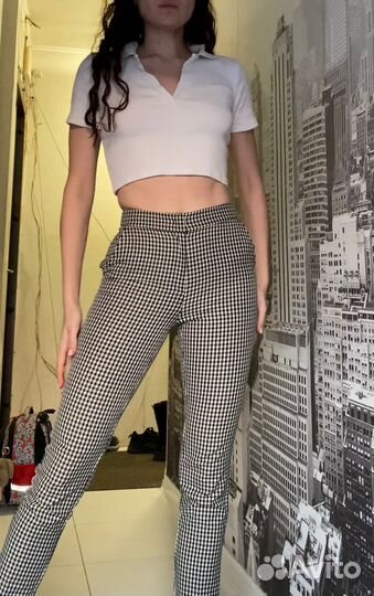 Брюки укороченные в клетку