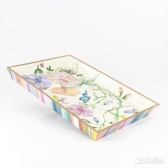 Деревянный поднос с цветочным рисунком