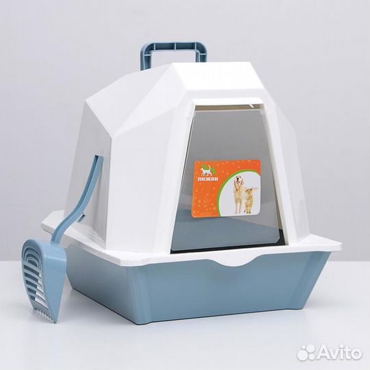 Туалет для кошек фигурный закрытый с совком, 54 х