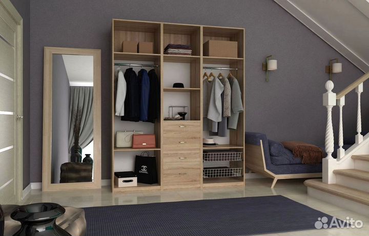 Гардеробная на заказ, производство мебели