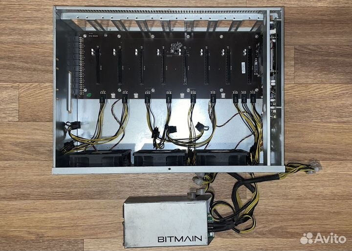 Тушка майнинг-ферма на 8 видеокарт + блок питания