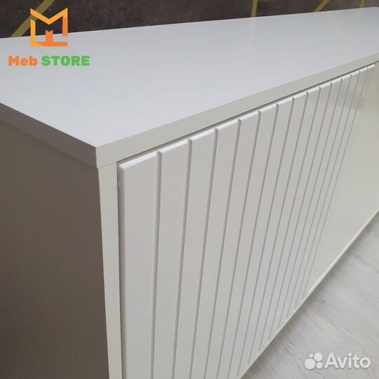 Тумба под тв новая Милан-3 Белый/Белый глянец