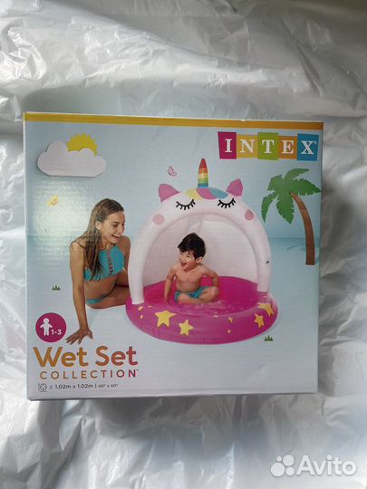 Детский надувной бассейн с крышей навесом