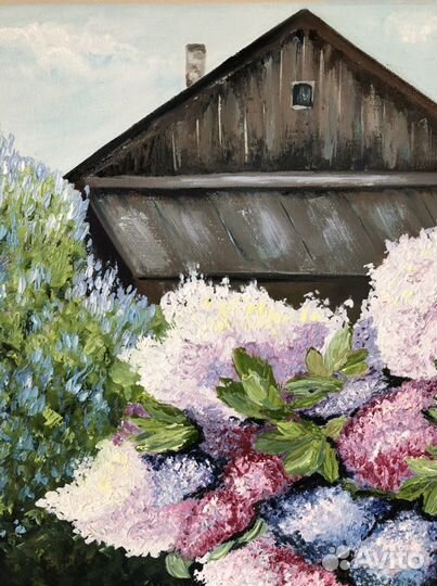 Картина маслом «Весна в деревне»