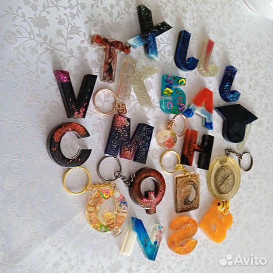 Брелки,буквы английский алфавит эпоксидная смола