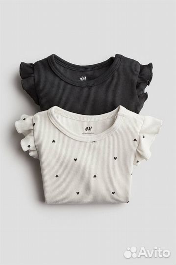 Боди новое h&m 92,80,74 в рубчик 2шт