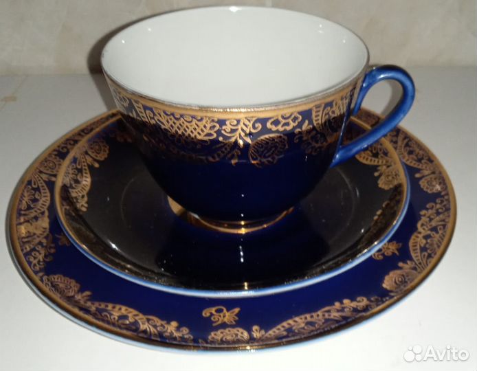Кобальтовый чайный сервиз Золотой Фриз