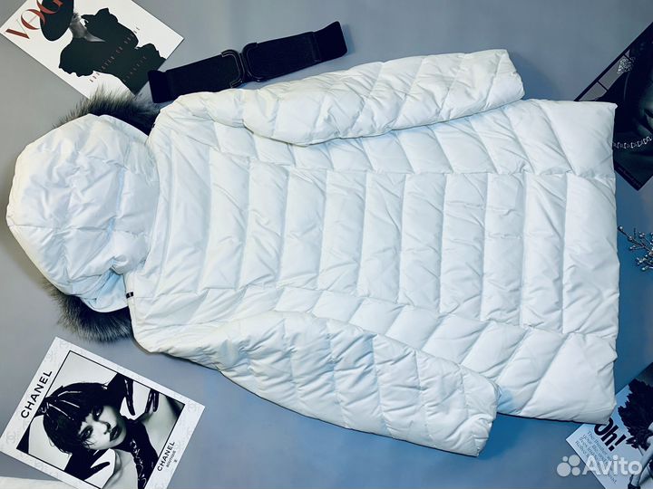 Пуховик женский белый 50 натуральный пух