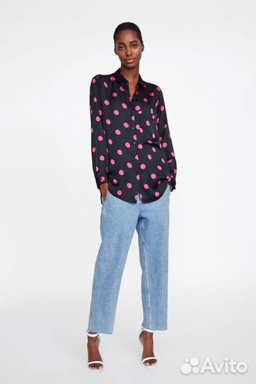 Шелковая блузка zara в горошек. Оригинал