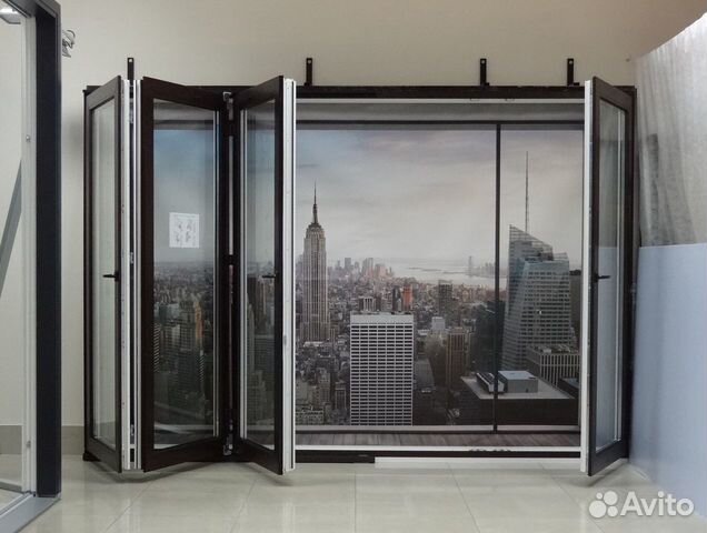 Окно сдвижное портал гармошка оконная конструкция