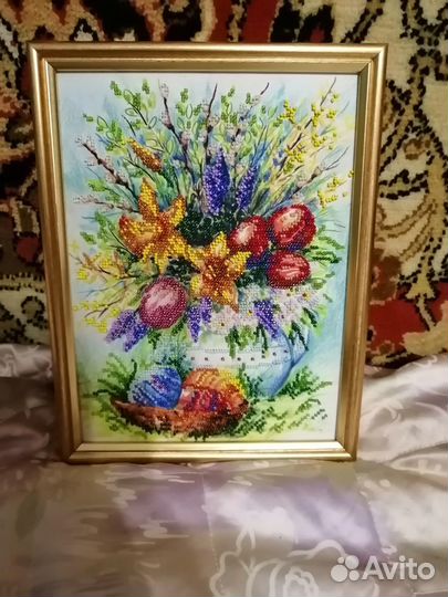 Картина из бисера цветы пасха